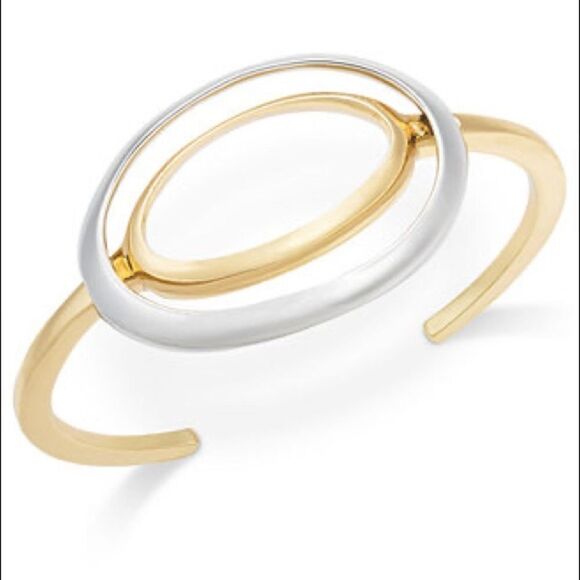 Alfani Two-Tone Duo Oval Cuff Bracelet Silver Tone Gold Tone NWT - Picture 1 of 4